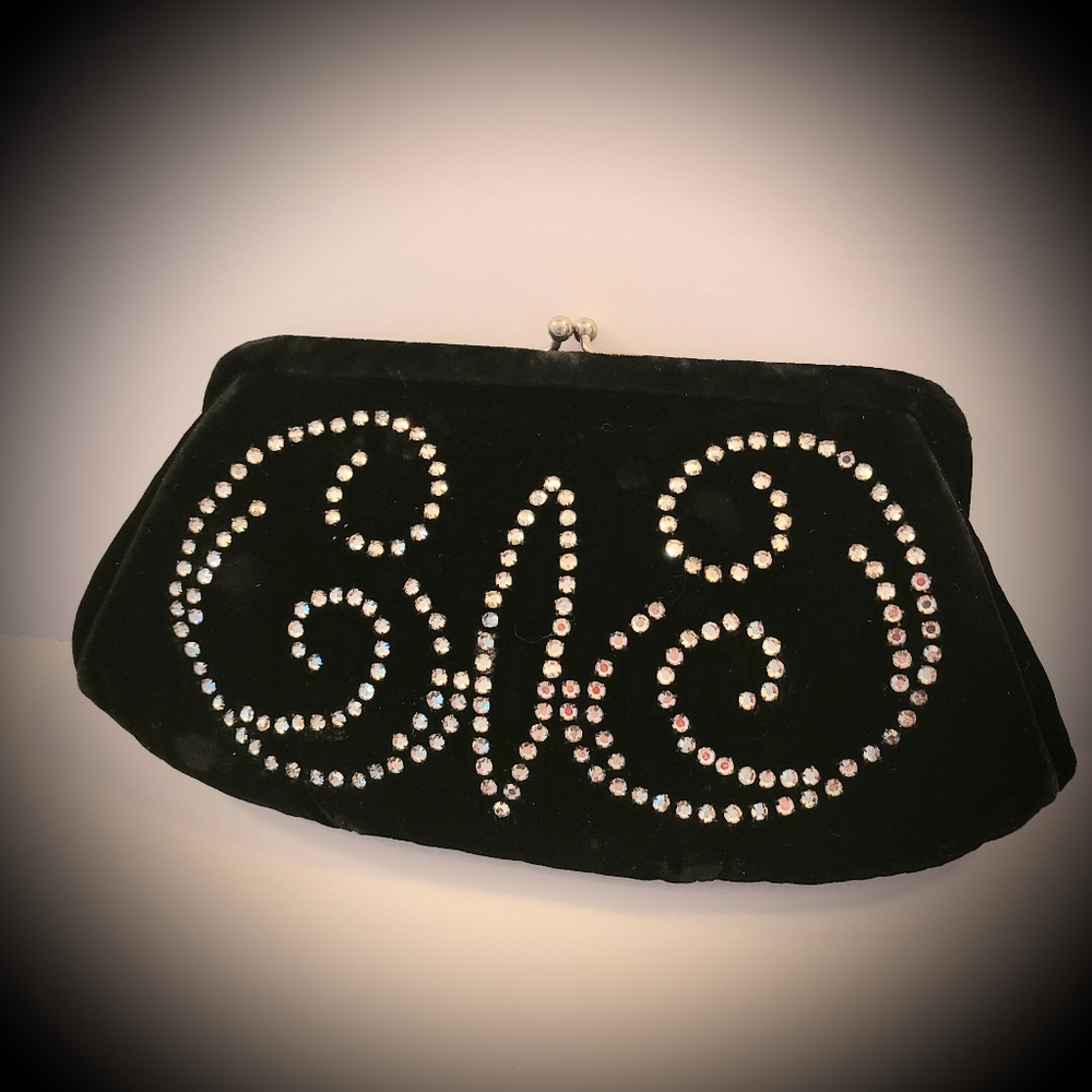 Magid Velvet Kiss-Lock purse Rhinestones